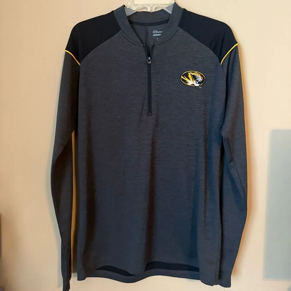 Missouri Tigers Pullover Men Champion Black Large Mizzou 1/4 Zip Champion